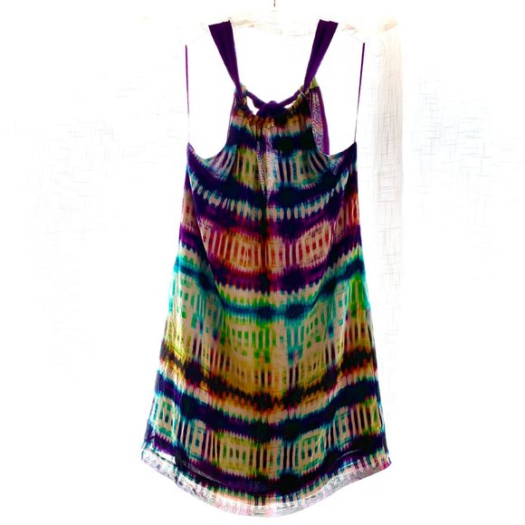Trina Turk silk halter shift. Fully adjustable tie back. Fully lined. Multicolor - Picture 1 of 14